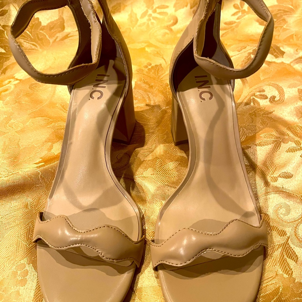 INC International Concepts Tan Heels with Ankle Strap